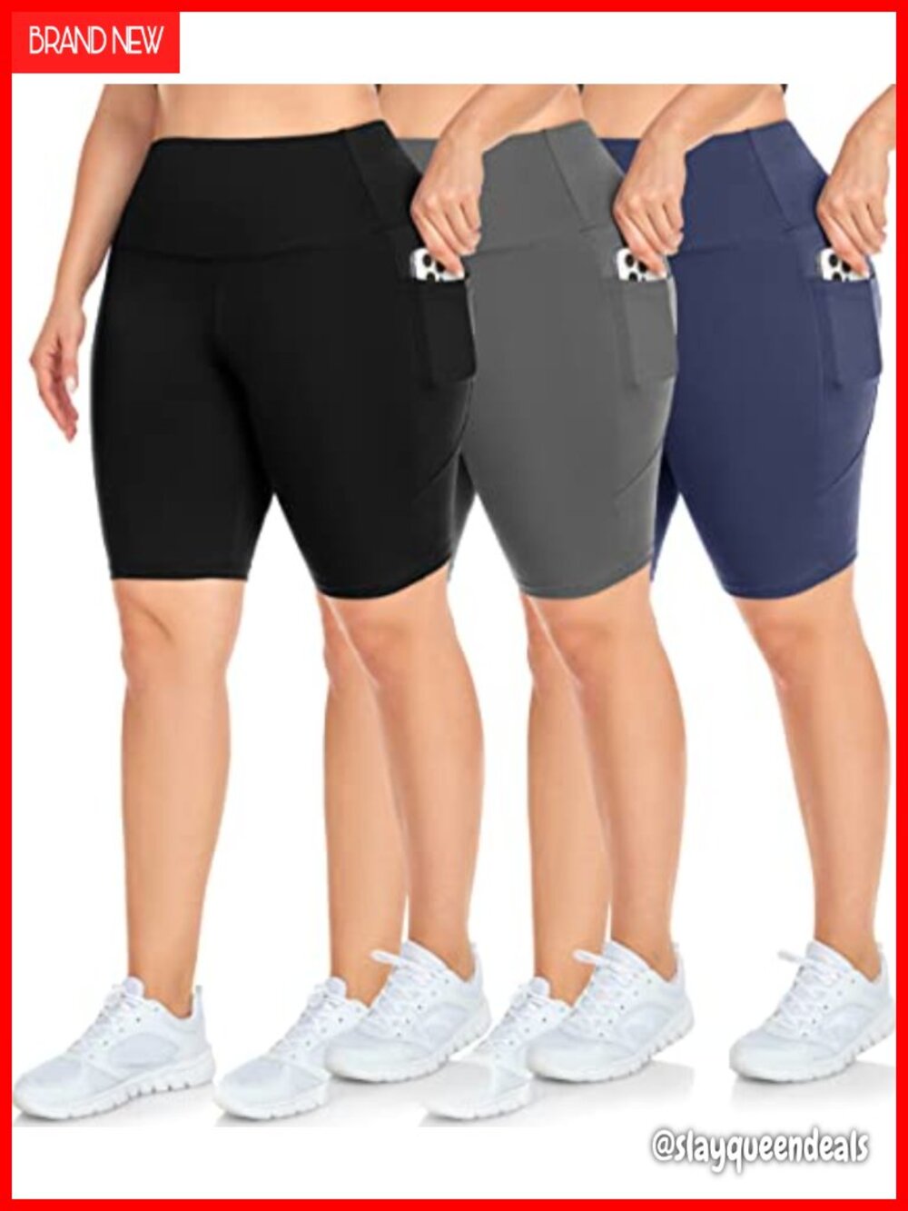 Plus Size Biker Shorts with Pockets High Waisted Workout Shorts